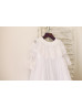 Long Sleeves White Lace Tulle Flower Girl Dress With Attached Cape